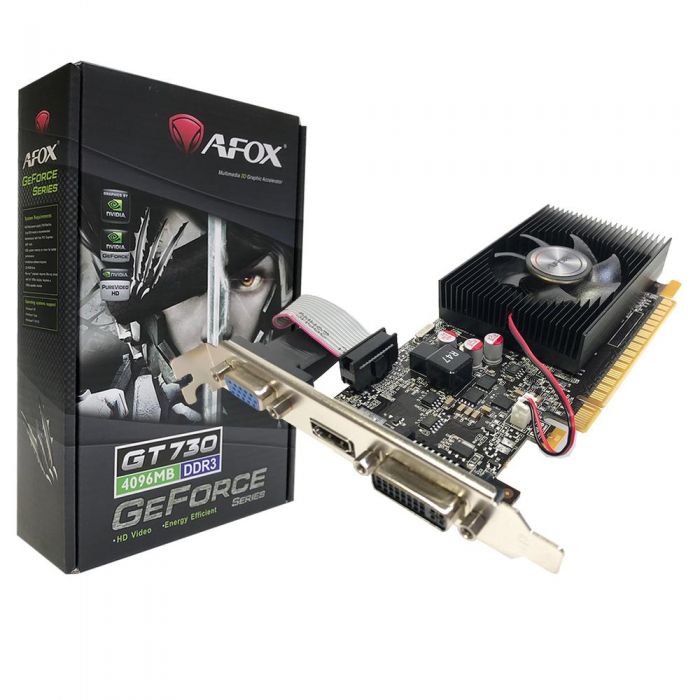 Placa de Vídeo NVIDIA Afox GeForce GT 730 4GB DDR3 128 Bits AF730-4096D3L5  (DDR3 - Afox Oficial