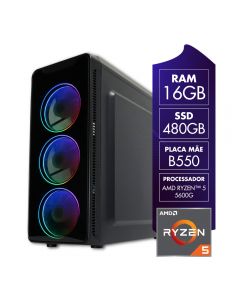 Computador Gamer AMD Ryzen 5 5600G 16GB SSD 480GB Radeon Vega 7 CertoX Stream 1037