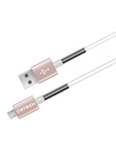 Cabo USB C3Tech CB-1000PK Reforço Metal Micro USB Reversível 2,4A 1,5 mts Rosa