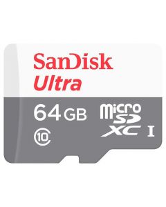 Cartão SanDisk MicroSD Ultra UHS-I 64GB Classe 10 com Adaptador - SDSQUNR-064G-GN3MA | SanDisk Oficial